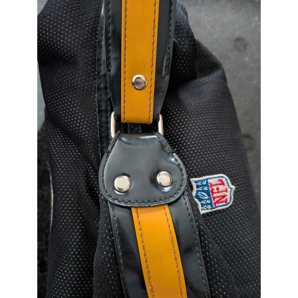 NFL Pittsburgh Steelers Hobo Bag Littleearth Black Yellow Mesh Shoulder Purse - Picture 6 of 16